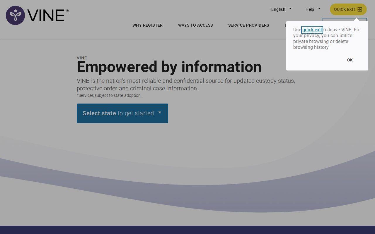 VINELink custody notification source for Lenawee County arrest records