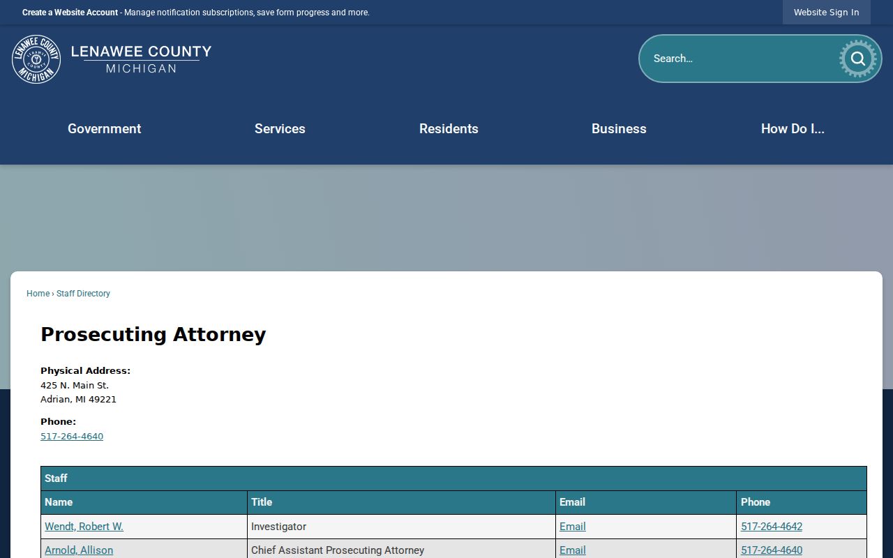 Lenawee Prosecuting Attorney source related to criminal court cases