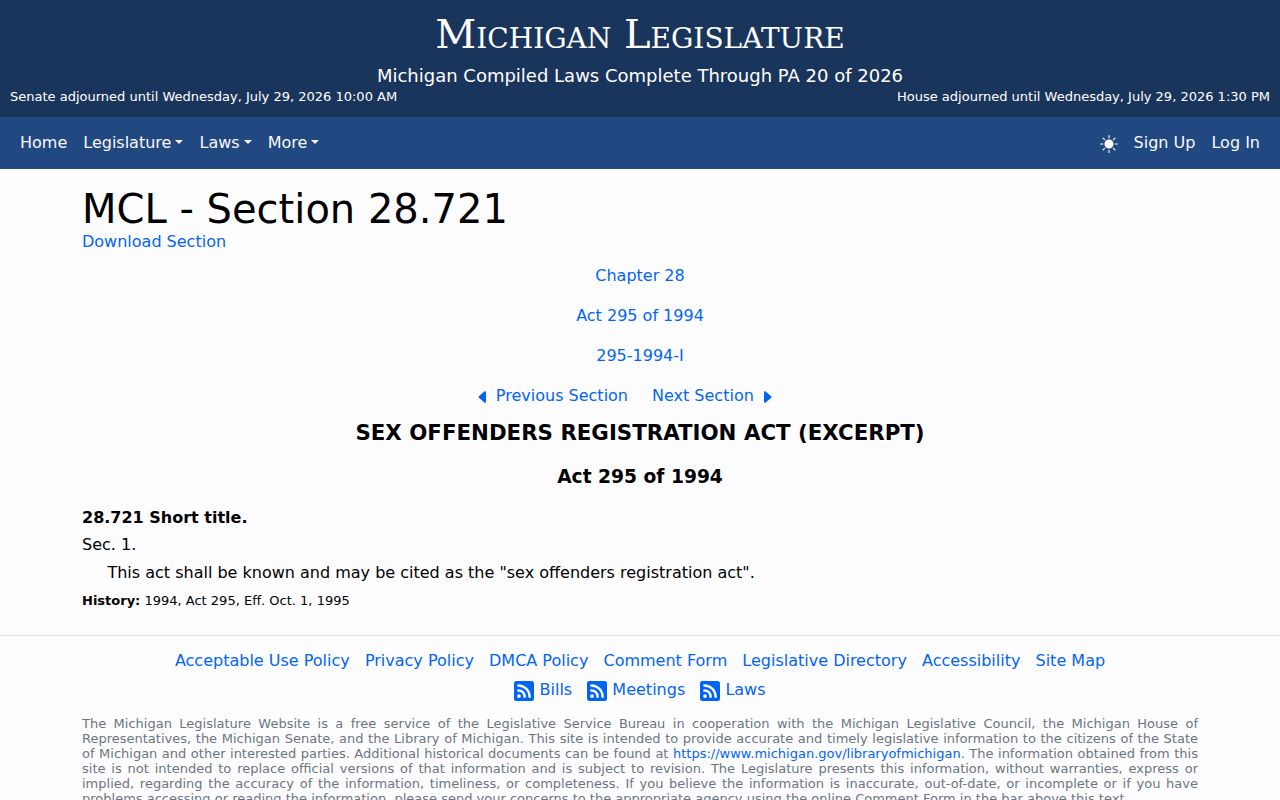 Michigan registration law used for Lenawee County sex offender records